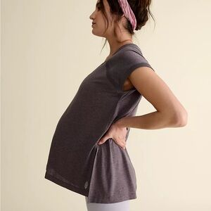 Free People Movement X HATCH Teamwork Gray Short Sleeve Maternity Shirt Top XS